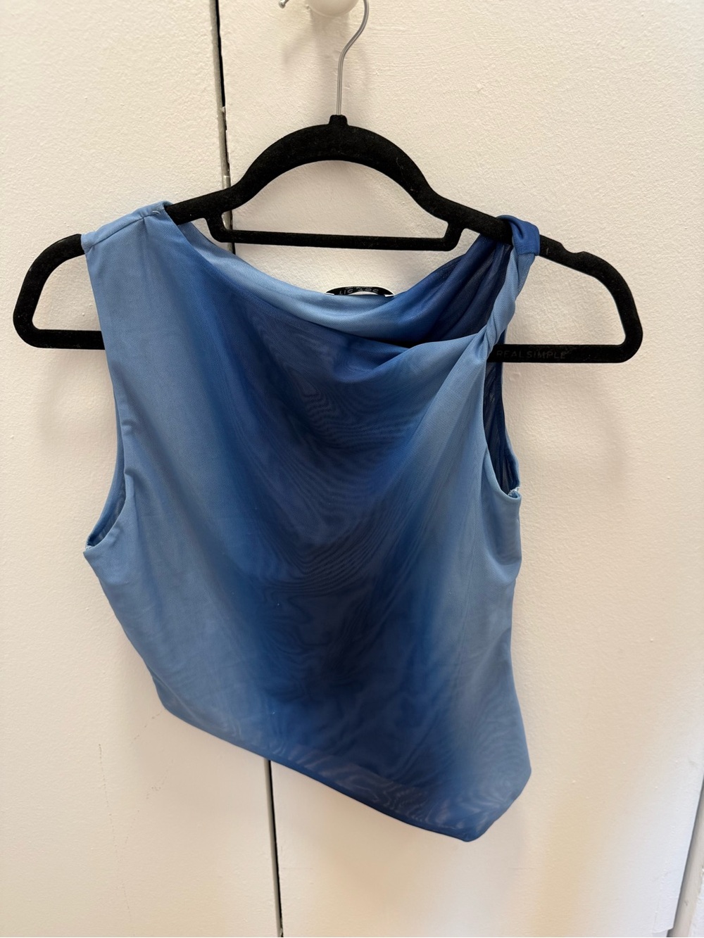 Blue Twist Strap Asymmetrical Tank